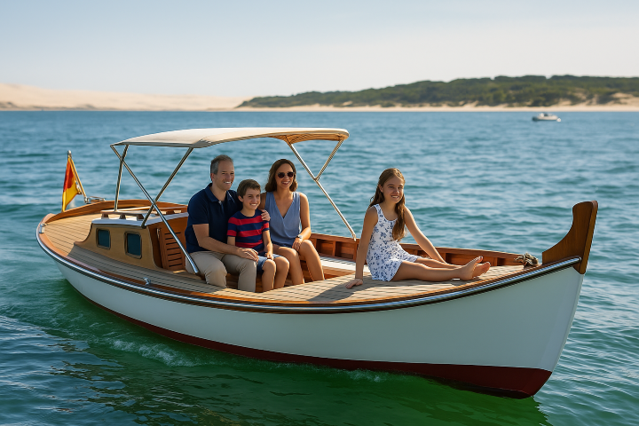 Balade en pinasse Cap Ferret en famille sur le bassin d'Arcachon